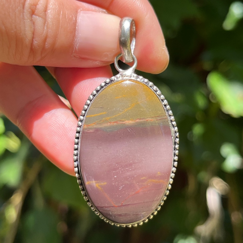 Silver plated scenic mookaite pendant
